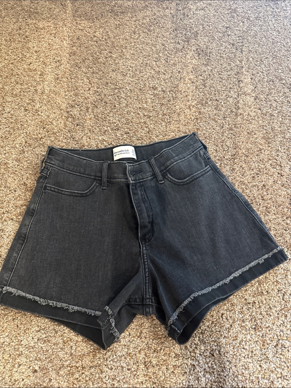 abercrombie kids Black Denim Frayed Hem Shorts